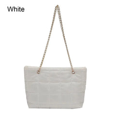 Winter Plaid Shoulder Bags Down Cotton Padded Tote Women Messenger Bags