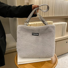 Winter Plush Shoulder Bag Ladies Handbags Large Capacity Top Handle Bag