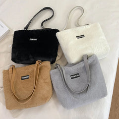 Winter Plush Shoulder Bag Ladies Handbags Large Capacity Top Handle Bag