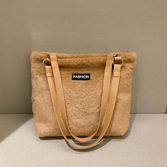 Winter Plush Shoulder Bag Ladies Handbags Large Capacity Top Handle Bag
