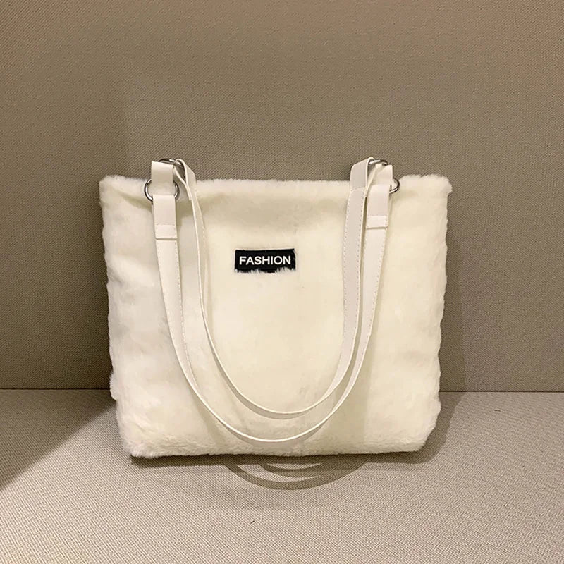 Winter Plush Shoulder Bag Ladies Handbags Large Capacity Top Handle Bag