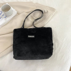 Winter Plush Shoulder Bag Ladies Handbags Large Capacity Top Handle Bag