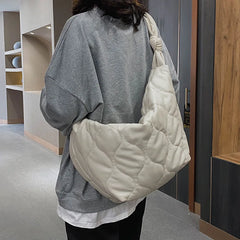 Winter Women Shoulder Bags Down Feather Padded Big Crossbody Hobo Bag