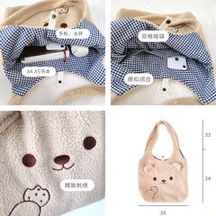 Winter Plush Bear Shoulder Bag Large Capacity Soft Tote Bags Girls