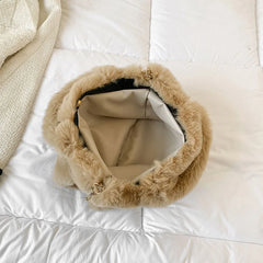 Winter Plush Shoulder Bags for Women Tote Bags Faux Fur Ladies Purses