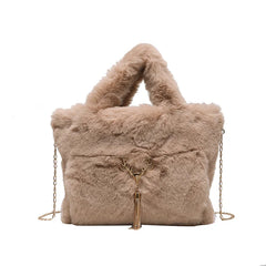 Winter Plush Shoulder Bags for Women Tote Bags Faux Fur Ladies Purses