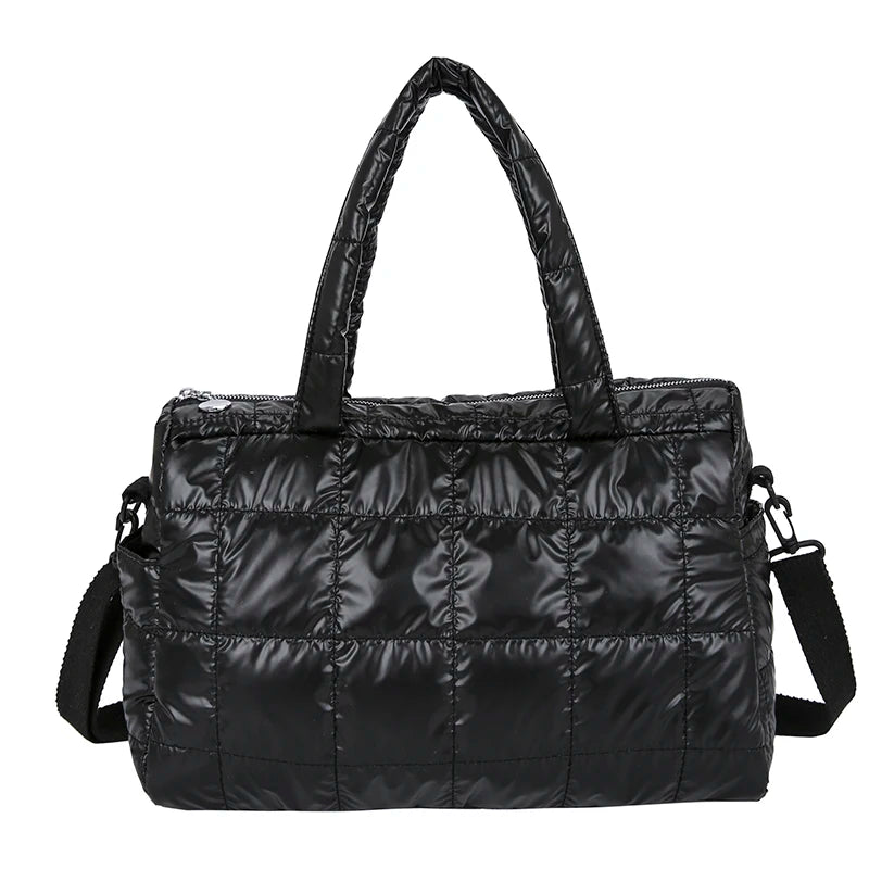 Winter Shopper Travel Handbags Nylon Waterproof Grid Soft Totes High Capacity