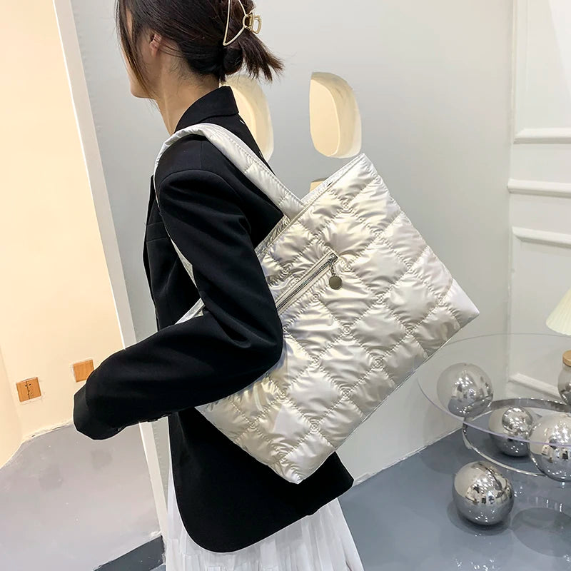 Warm Ultralight Tote Bag Large Quilted Handbag for Women