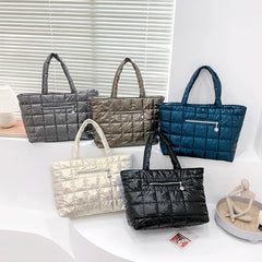 Warm Ultralight Tote Bag Large Quilted Handbag for Women