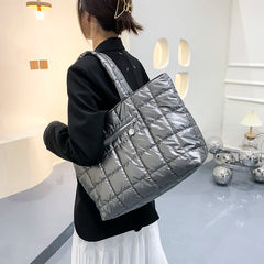 Warm Ultralight Tote Bag Large Quilted Handbag for Women