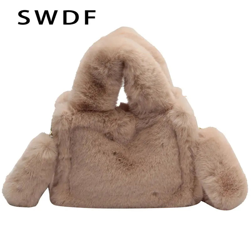 Winter Women Handbags Vintage Faux Fur Crossbody Bags Ladies Totes
