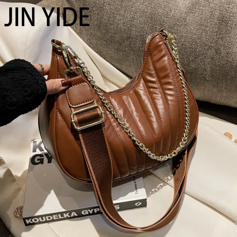 Winter Women Half Moon Chain Crossbody Bag