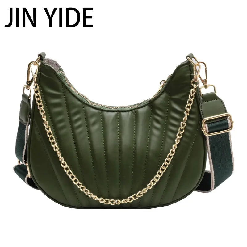 Winter Women Half Moon Chain Crossbody Bag