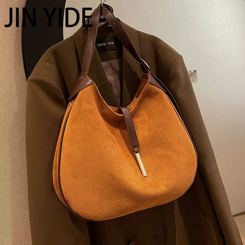 Winter Women Vintage Suede Shoulder Crossbody Bags Totes Shopping Bag