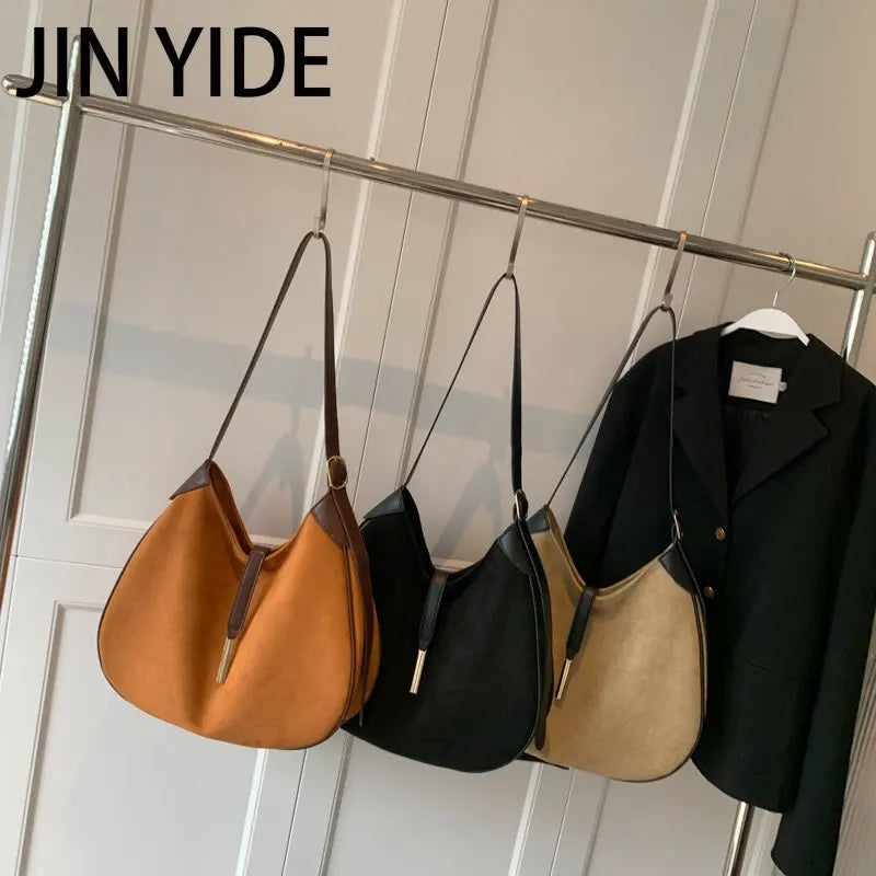 Winter Women Vintage Suede Shoulder Crossbody Bags Totes Shopping Bag