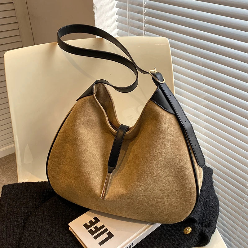 Winter Women Vintage Suede Shoulder Crossbody Bags Totes Shopping Bag