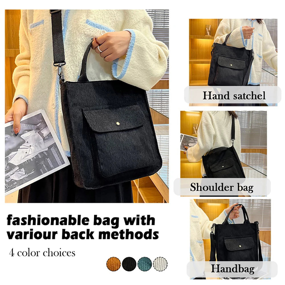 Corduroy Eco Organizer Large Tote Girls Handbags Accessories Crossbody