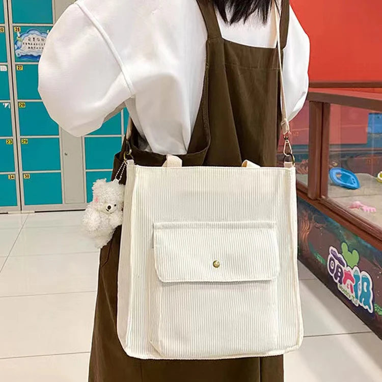 Corduroy Eco Organizer Large Tote Girls Handbags Accessories Crossbody