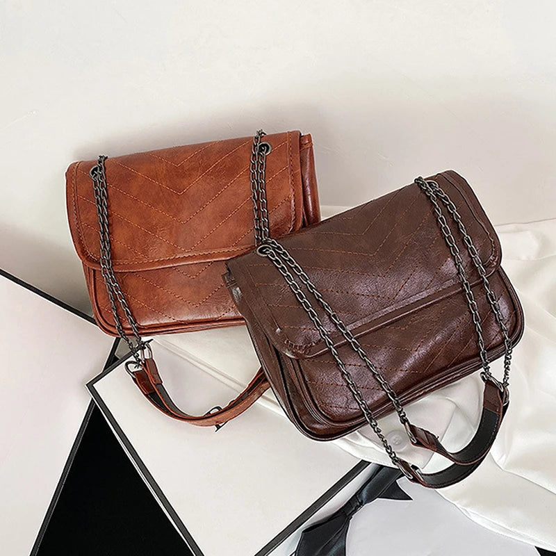 Women Retro PU Crossbody Bag Shoulder Bag Western Style Purses Handbags