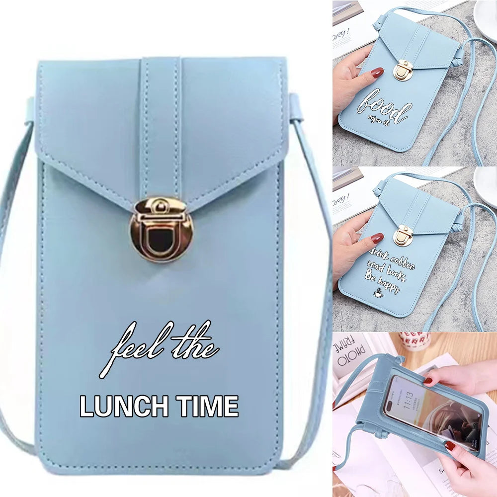 Food Print PU Leather Cell Phone Crossbody Bag for Women