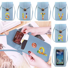 Women PU Leather Wallets Cell Phone Purse Crossbody Handbag Fruit Letter Print