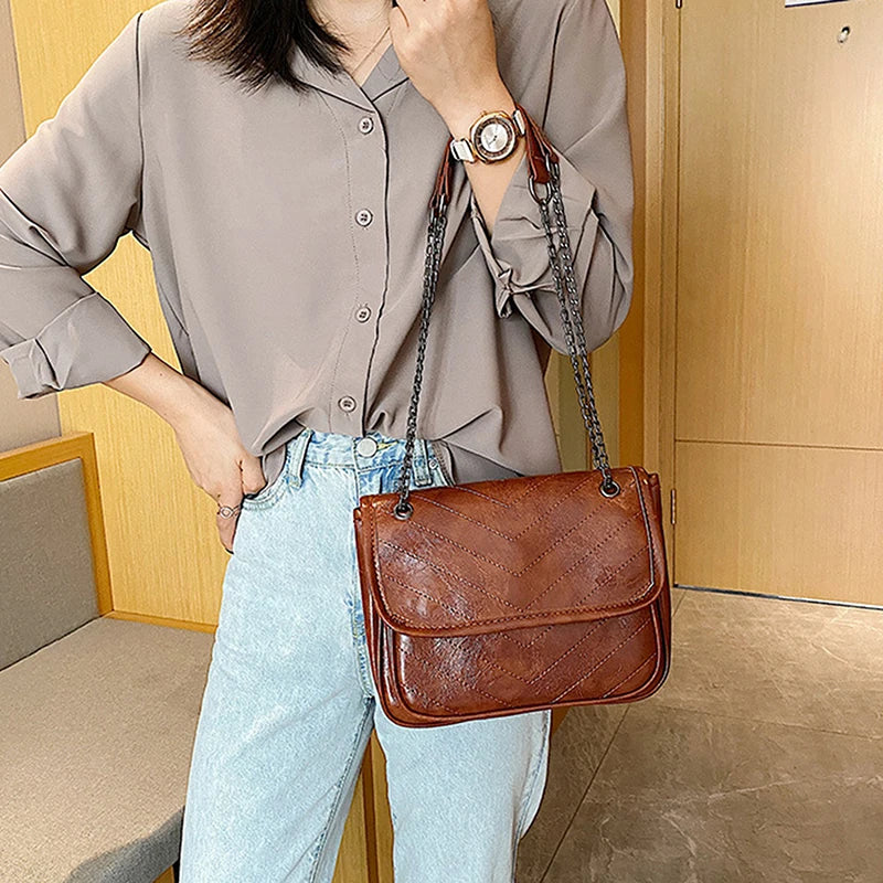Retro PU Crossbody Bag Shoulder Bag Western Style Purses And Handbag