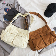Canvas Shoulder Bag for Women Casual Handbags Zip Tote Crossbody Bag