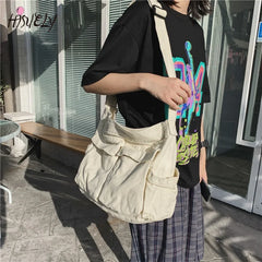 Canvas Shoulder Bag for Women Casual Handbags Zip Tote Crossbody Bag