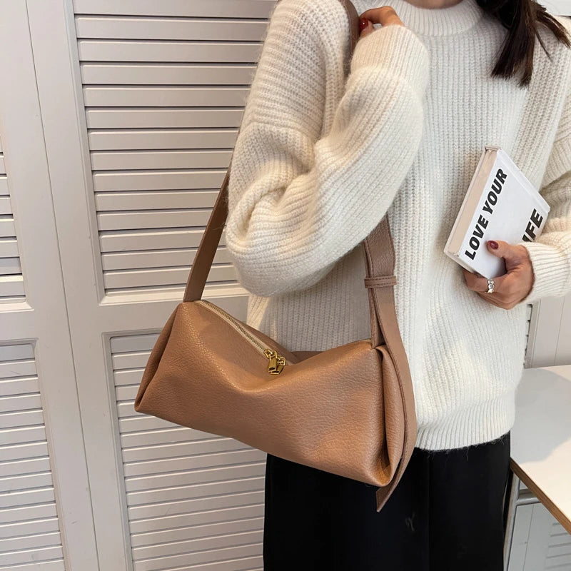 Women Daily Casual Pu Leather Bags Shoulder Bucket Large Capacity Crossbody Soft