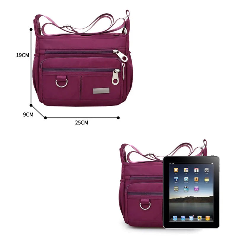 Women Oxford Canvas Shoulder Messenger Bag Waterproof Zipper Crossbody Purse