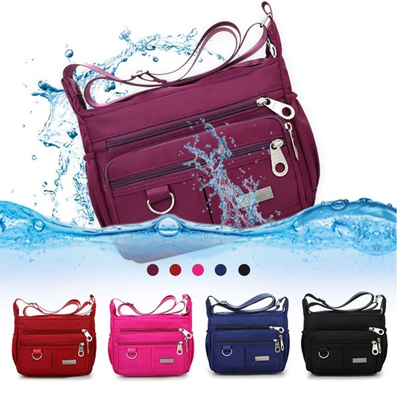 Women Oxford Canvas Shoulder Messenger Bag Waterproof Zipper Crossbody Purse
