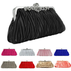 Satin Crystal Bridal Clutch Evening Bag Wedding Purse