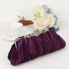 Satin Crystal Bridal Clutch Evening Bag Wedding Purse