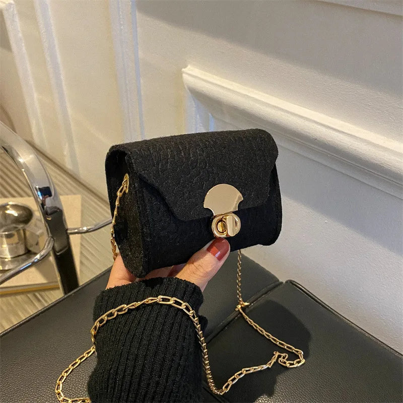 Women Messenger Bag Casual Solid Felt Mini Tote Bag Single Shoulder Crossbody