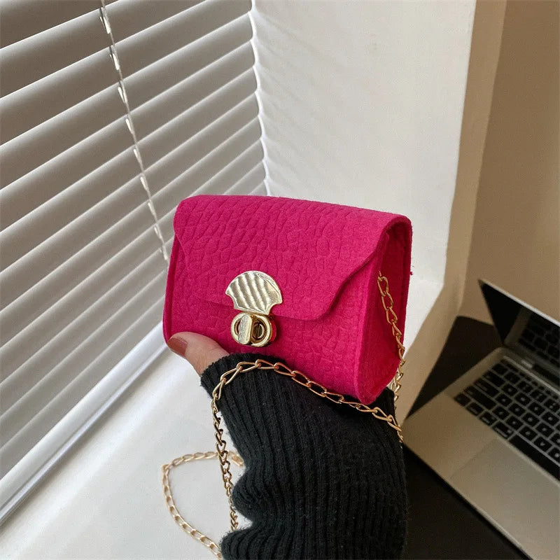 Women Messenger Bag Casual Solid Felt Mini Tote Bag Single Shoulder Crossbody