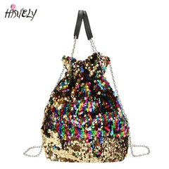 Mini Sequin Bucket Shoulder Bag Crossbody Handbag for Women