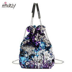 Mini Sequin Bucket Shoulder Bag Crossbody Handbag for Women
