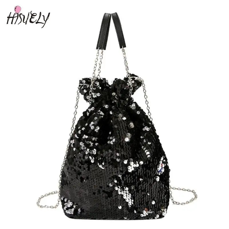 Mini Sequin Bucket Shoulder Bag Crossbody Handbag for Women