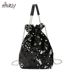 Mini Sequin Bucket Shoulder Bag Crossbody Handbag for Women
