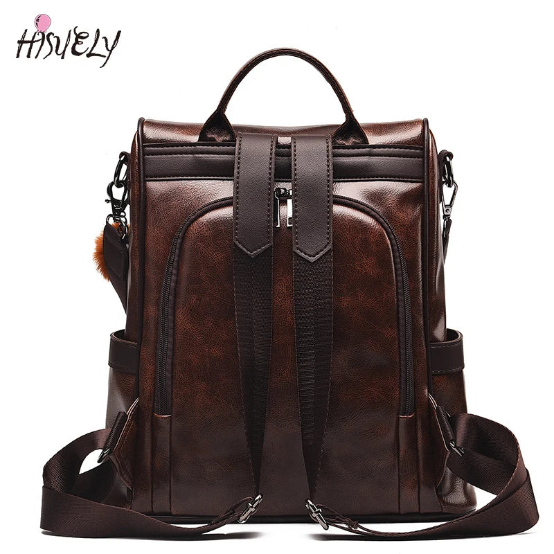 Women PU Leather Backpack School Bags for Teenage Girls Large Capacity Rucksack