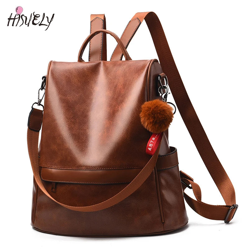 Women PU Leather Backpack School Bags for Teenage Girls Large Capacity Rucksack