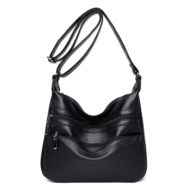Women Retro Leather Messenger Bag Large Capacity Handbag Totes Shoulder Bags