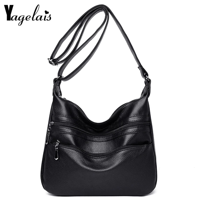 Women Retro Leather Messenger Bag Large Capacity Handbag Totes Shoulder Bags