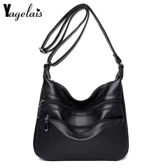 Women Retro Leather Messenger Bag Large Capacity Handbag Totes Shoulder Bags