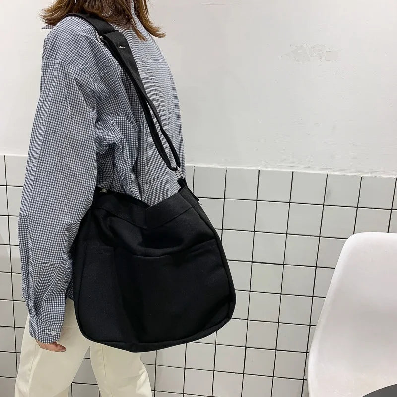 Women's School Bag Large Capacity Canvas Shoulder Bags Female Handbags