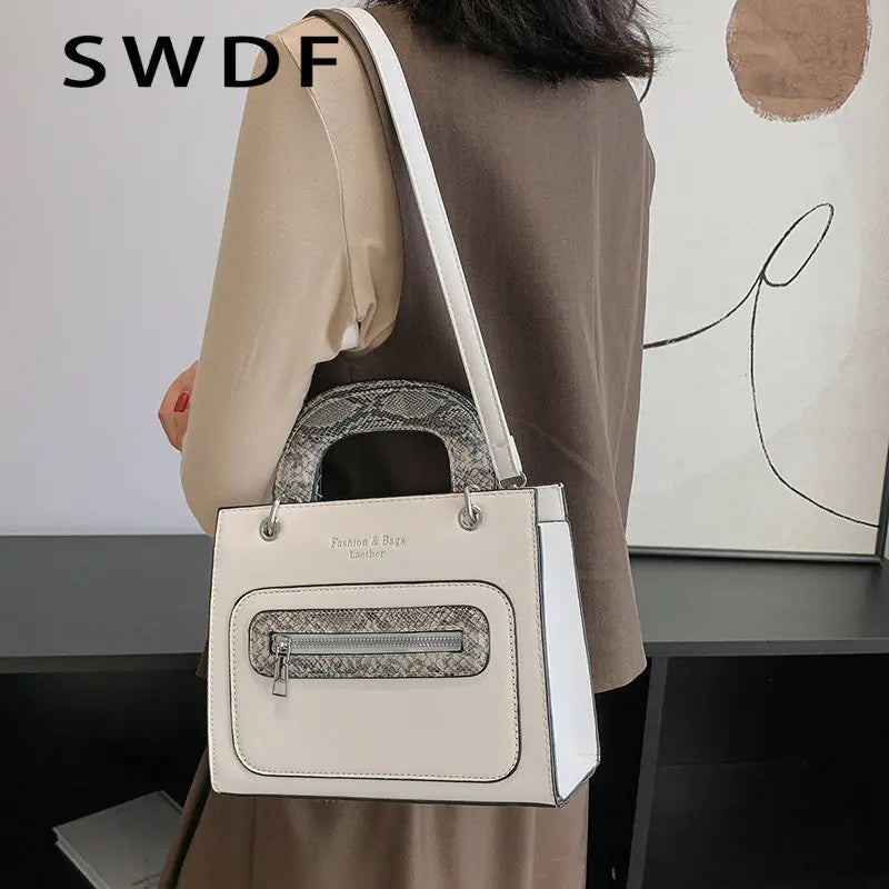 Serpentine Handbag Purses Zipper Snakeskin Shoulder Bags Crossbody Totes