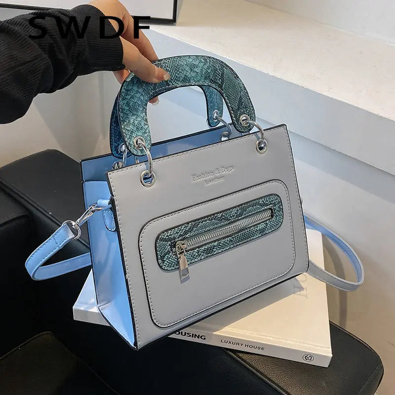 Serpentine Handbag Purses Zipper Snakeskin Shoulder Bags Crossbody Totes