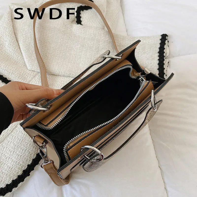 Serpentine Handbag Purses Zipper Snakeskin Shoulder Bags Crossbody Totes