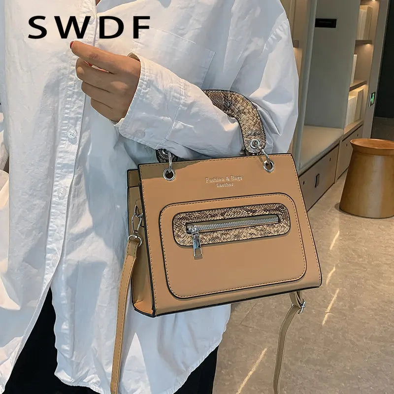 Serpentine Handbag Purses Zipper Snakeskin Shoulder Bags Crossbody Totes