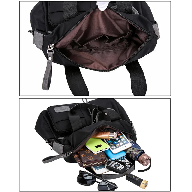Waterproof Nylon Shoulder Bag Large Capacity Crossbody Travel Tote